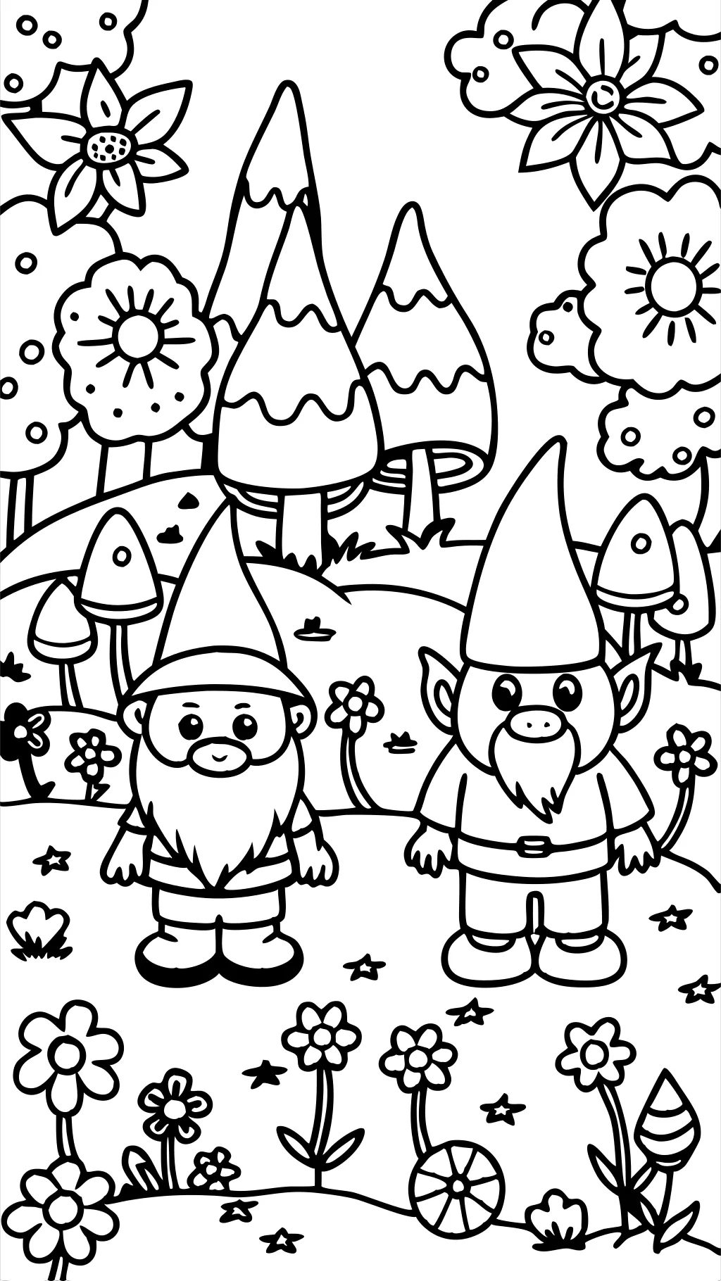 Páginas para colorear de gnomos